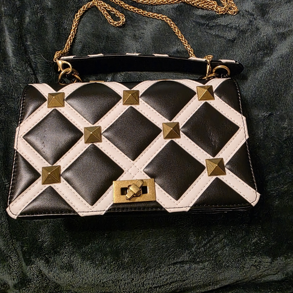 Ebony & Ivory Rivet Bag - Picture 3 of 7
